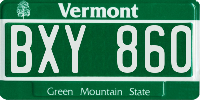 VT license plate BXY860