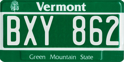 VT license plate BXY862