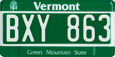 VT license plate BXY863