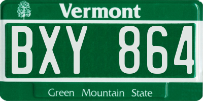 VT license plate BXY864