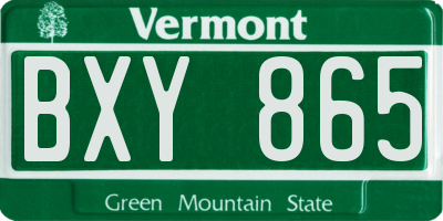 VT license plate BXY865