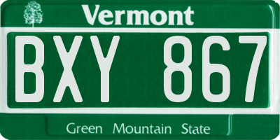 VT license plate BXY867