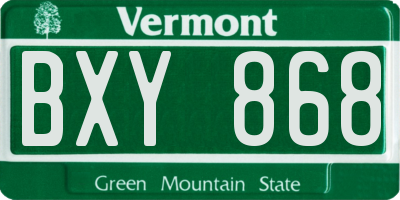 VT license plate BXY868