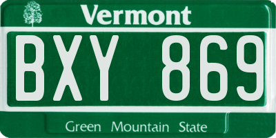 VT license plate BXY869