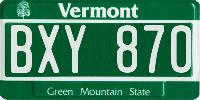 VT license plate BXY870