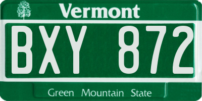VT license plate BXY872