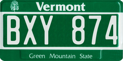 VT license plate BXY874
