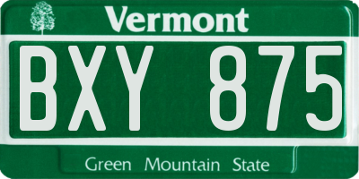 VT license plate BXY875