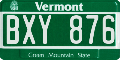 VT license plate BXY876