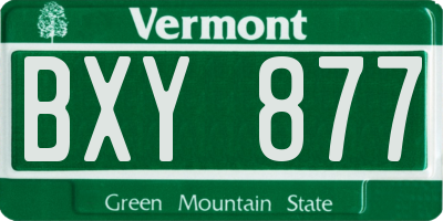 VT license plate BXY877