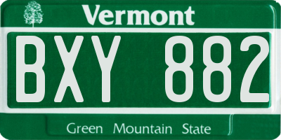 VT license plate BXY882