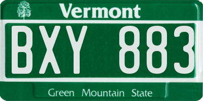 VT license plate BXY883
