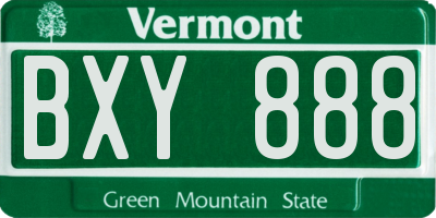 VT license plate BXY888