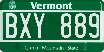 VT license plate BXY889