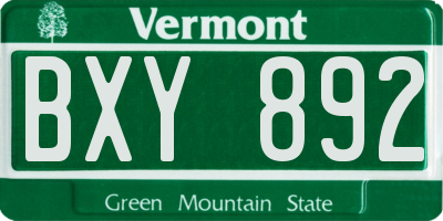 VT license plate BXY892