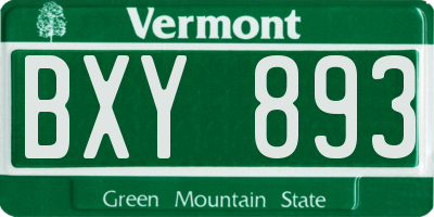 VT license plate BXY893