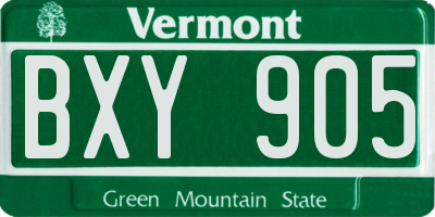 VT license plate BXY905