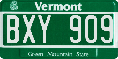 VT license plate BXY909