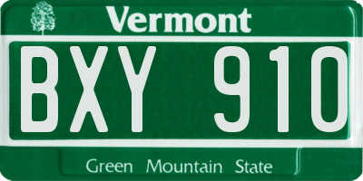 VT license plate BXY910