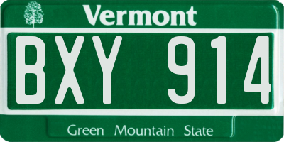 VT license plate BXY914