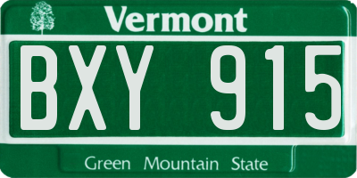 VT license plate BXY915
