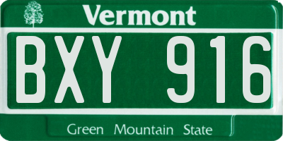 VT license plate BXY916