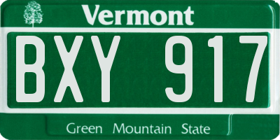 VT license plate BXY917