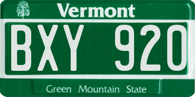 VT license plate BXY920