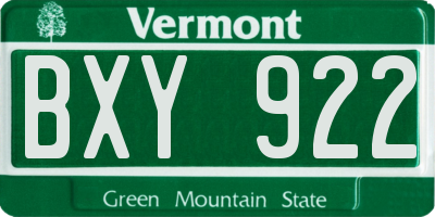 VT license plate BXY922