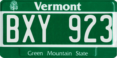 VT license plate BXY923