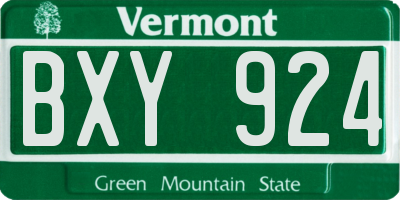 VT license plate BXY924