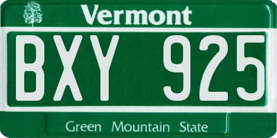 VT license plate BXY925