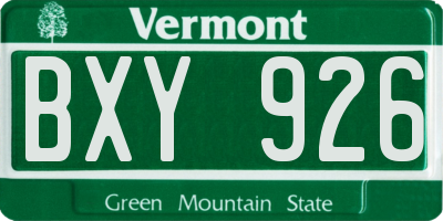 VT license plate BXY926