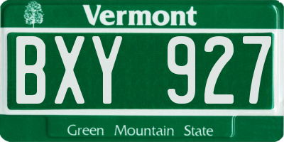 VT license plate BXY927