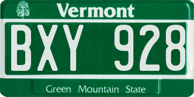 VT license plate BXY928