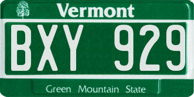 VT license plate BXY929