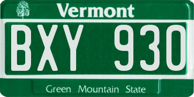 VT license plate BXY930