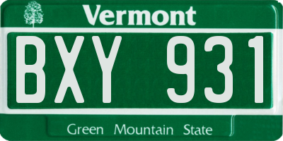 VT license plate BXY931
