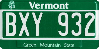 VT license plate BXY932