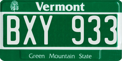 VT license plate BXY933
