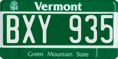 VT license plate BXY935