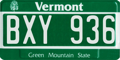 VT license plate BXY936