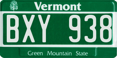 VT license plate BXY938