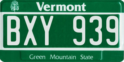 VT license plate BXY939