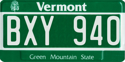VT license plate BXY940