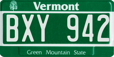 VT license plate BXY942
