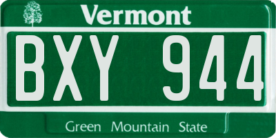 VT license plate BXY944