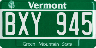 VT license plate BXY945