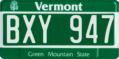 VT license plate BXY947