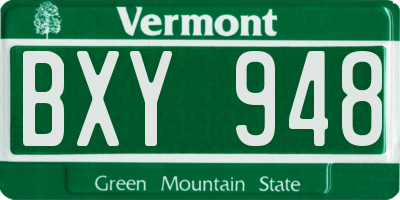 VT license plate BXY948